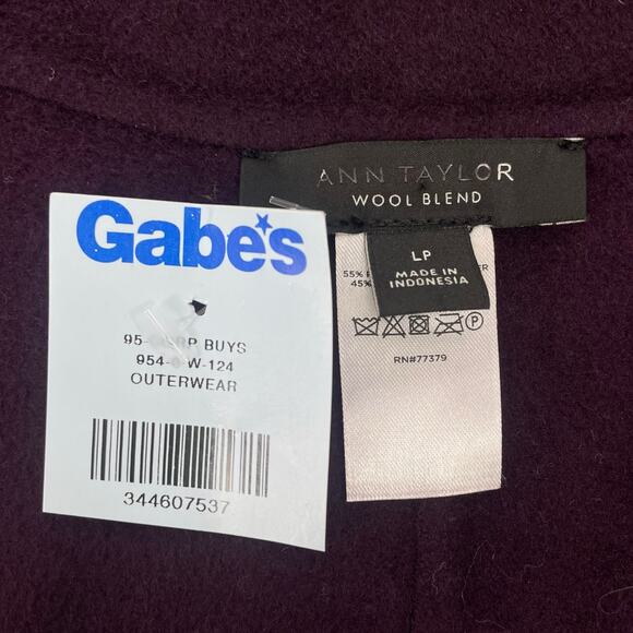 Ann Taylor Doubleface Belted Blanket Coat Waist Tie Vineyard Grape Size LP - Picture 11 of 11